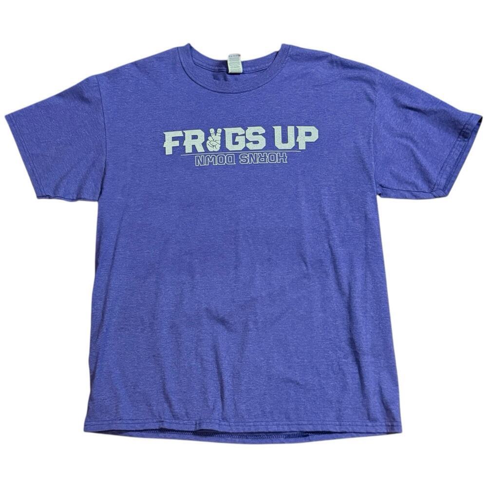 Fruit of the Loom TCU T-Shirt Mens Frogs Up Horned Frogs Tee Size L